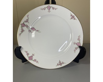 Plato llano vintage Rosalinda de 25,4 cm (10"), HG Heinrich & Co., porcelana fina, Baviera, Alemania