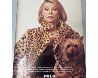Milk Joan Rivers e il cane Che sorpresa! Annuncio pubblicitario stampato su rivista del 1995