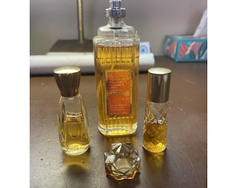 Vintage Lot von 4 Avon & Jordache Parfüm Flaschen verschiedene Größen und Stile 1 "-5"