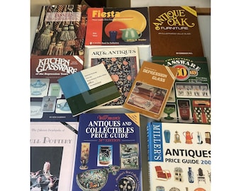 Lotto di 11 libri di riferimento per l'identificazione di oggetti d'arte e antiquariato in vetro vintage BB3