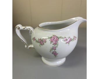 Jarra para crema Rosalinda de porcelana bávara con ribete dorado de Heinrich & Co.