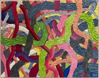 Teksturowany obraz akrylowy 16x20 – odważny abstrakcyjny obraz ścienny w stylu impasto