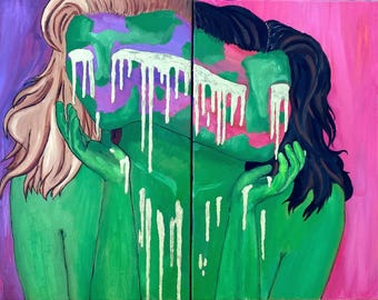 Aaina y Aasi - Conjunto de pintura original de dos paneles