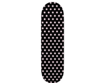 Wood Skateboard Deck Art, Pink Polka Dot Resin Finish Wall Decor