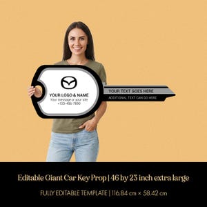 Giant Editable Car Key Prop | Oversized Display for Photo Reveals (46x23 inch)