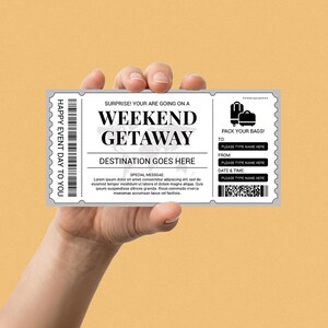 Petit chèque-cadeau pour une escapade de week-end, coupon modifiable sur Canva, voyage d'anniversaire, chèque-cadeau de voyage à imprimer