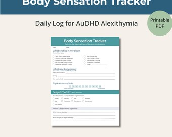 Body Sensation Tracker for AuDHD, Alexithymia Worksheet, Emotion Mapping Tool, Printable PDF