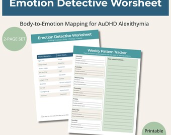Emotion Detective Worksheet, AuDHD Alexithymia Tool, Body-to-Emotion Mapping, Printable PDF for Couples