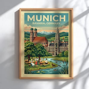 Póster de Múnich / Arte mural de la ciudad de Alemania / Lámina de viaje por Europa / Sin marco