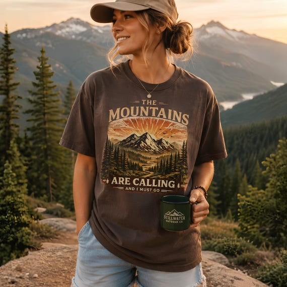 The Mountains Are Calling Shirt, Mountain Lover Gift, Hiking Shirt, Comfort Colors 1717 Tee, Outdoor Adventure Shirt, Nature Lover Tee