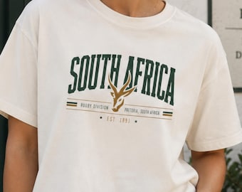 Sydafrikansk rugbytröja, Springbok-grafik med kort topp, Amabokoboko-tröja med kort rygg, Rugby Division Pretoria-tröja, Vintage Boxy Fit Rugby-t-shirt