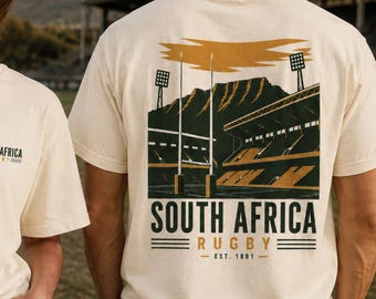 South Africa Rugby Shirt, Vintage Union Tee, Springbok Oversized Tee, Cream Graphic Tee, Couple