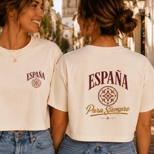 España World Cup 2026 Top, Spain Soccer Shirt, La Furia Roja Fan Tee, Vintage Spanish Football Shirt, Women's Tile Graphic Crop Tee