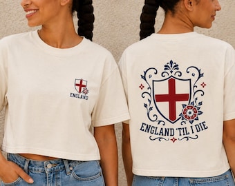 England World Cup 2026 Shirt, Three Lions Boxy Crop Top , Vintage England Football Shirt, Women's Lion Crest Tee, England Soccer Shirt
