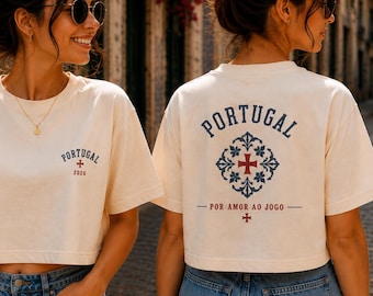 Portugal Soccer Crop Top Women | Por Amor Ao Jogo Tee World Cup 2026 | Portuguese Football Tshirt Gift | Comfort Colors Ivory