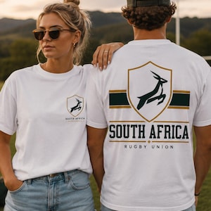 Zuid-Afrikaans rugbyshirt, T-shirt met rugby-embleem, Springbok-shirt met graphic, vintage rugbyshirt, oversized rugbyshirt, Zuid-Afrikaans cadeau