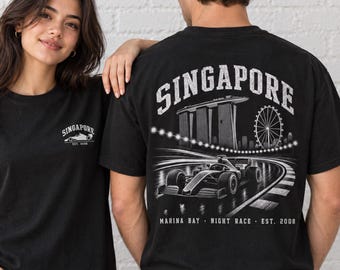 Singapore F1 Shirt, Marina Bay Grand Prix Tee, Night Race Formula 1 T-Shirt, Front and Back Print Racing Shirt, Vintage F1 Graphic Tee