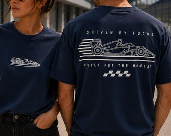Formula 1 Car Shirt, Minimalist F1 Racing Tee, Driven By Focus Graphic T-Shirt, Motorsport Streetwear, Racing Fan Shirt, Black Tee