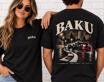 Baku Grand Prix Shirt, Azerbaijan F1 Racing Tee, Street Circuit Graphic T-Shirt, Vintage Motorsport Gift for F1 Fans, Race Day Apparel
