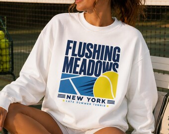 Tennis Sweatshirt, Vintage Tennis Crewneck, New York Sweatshirt,  Oversized Crewneck, Comfort Colors Sweatshirt, Retro Tennis Sweatshirt