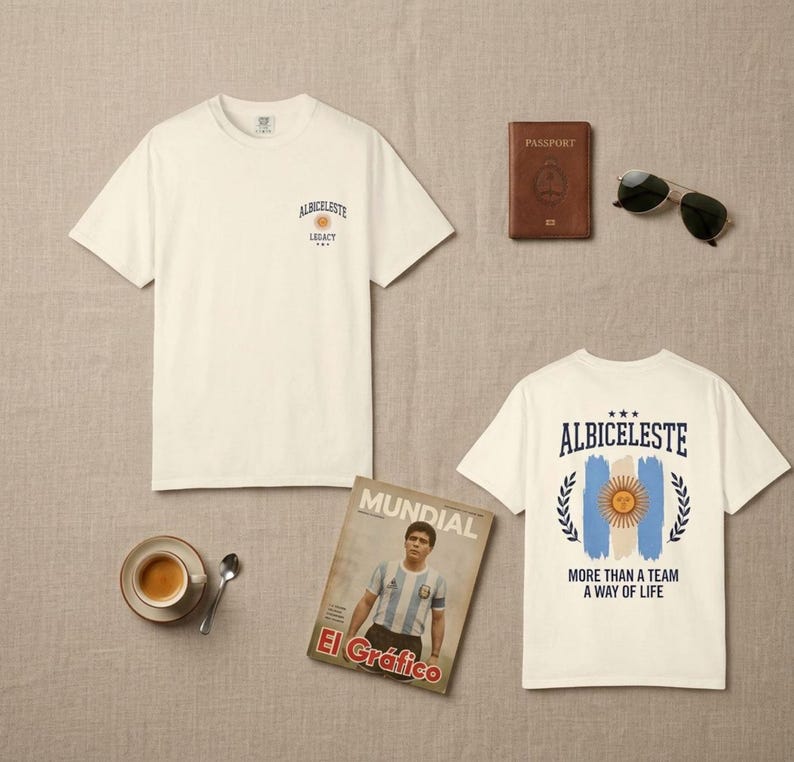 Argentina World Cup Tshirt, Argentina soccer tee, Vintage-inspired team shirt, Argentina fan gift, World Cup 2026, soccer gift for him image 5