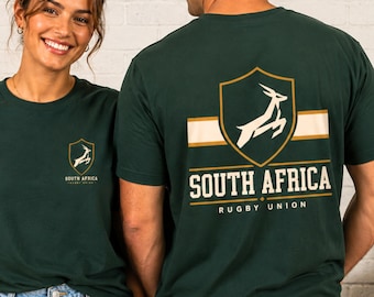 South Africa Rugby Shirt, Springbok Shield Tee, Rugby Union Green T-Shirt, South African Rugby Gift, Vintage Crest Tee