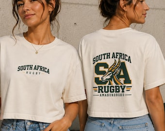 South Africa Rugby Crop Top, Springbok Shirt, Amabokoboko Rugby Tee, Boxy Cropped Graphic Top, Rugby Culture Streetwear Shirt for Women