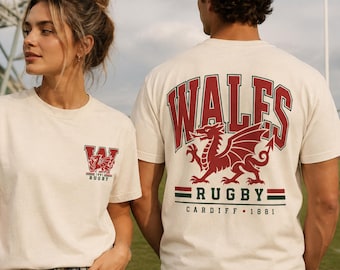 Wales Rugby Shirt, Welsh Dragon Tee, Cardiff Rugby T-Shirt, Vintage Rugby Union Shirt, Retro Rugby Streetwear Tee, Mens Graphic Tee