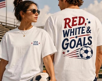 USA Soccer Shirt World Cup 2026 | Red White & Goals Comfort Colors Tee | Patriotic Game Day Gift