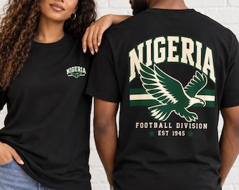 Nigeria Football Shirt | Eagle Crest Graphic Tee | Vintage Soccer T-Shirt | Nigeria Flag Apparel | Unisex Comfort Colors Tee