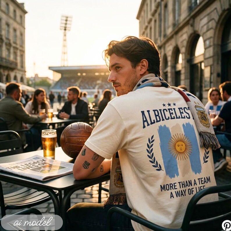 Argentina World Cup Tshirt, Argentina soccer tee, Vintage-inspired team shirt, Argentina fan gift, World Cup 2026, soccer gift for him image 4