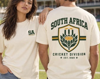 South Africa Cricket Shirt | Protea Crest Graphic Tee | Vintage Cricket T-Shirt | South Africa Flag Apparel | Unisex Comfort Colors Tee