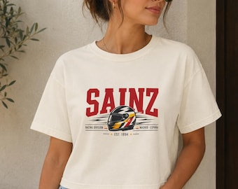 F1 Crop Top F1 Racing Top, Madrid Grand Prix Fan Tee, Sainz Inspired Streetwear T-Shirt, Boxy Cropped Comfort Colors Shirt, Gift