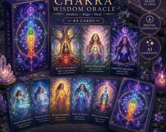 Chakra Wisdom Oracle Cards | 44-Card Healing Deck (Digital Download)