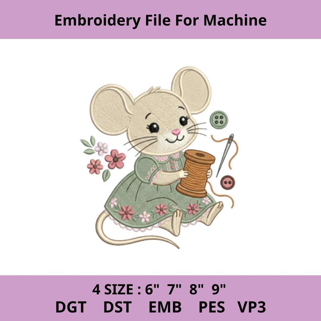 Cute Mouse Embroidery Design Sewing Mouse Machine Embroidery File ...