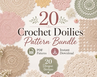 20 Crochet Doily Patterns Bundle PDF, Vintage Lace Doily Pattern Set, Instant Download Crochet Centerpiece , Crochet Home Decor