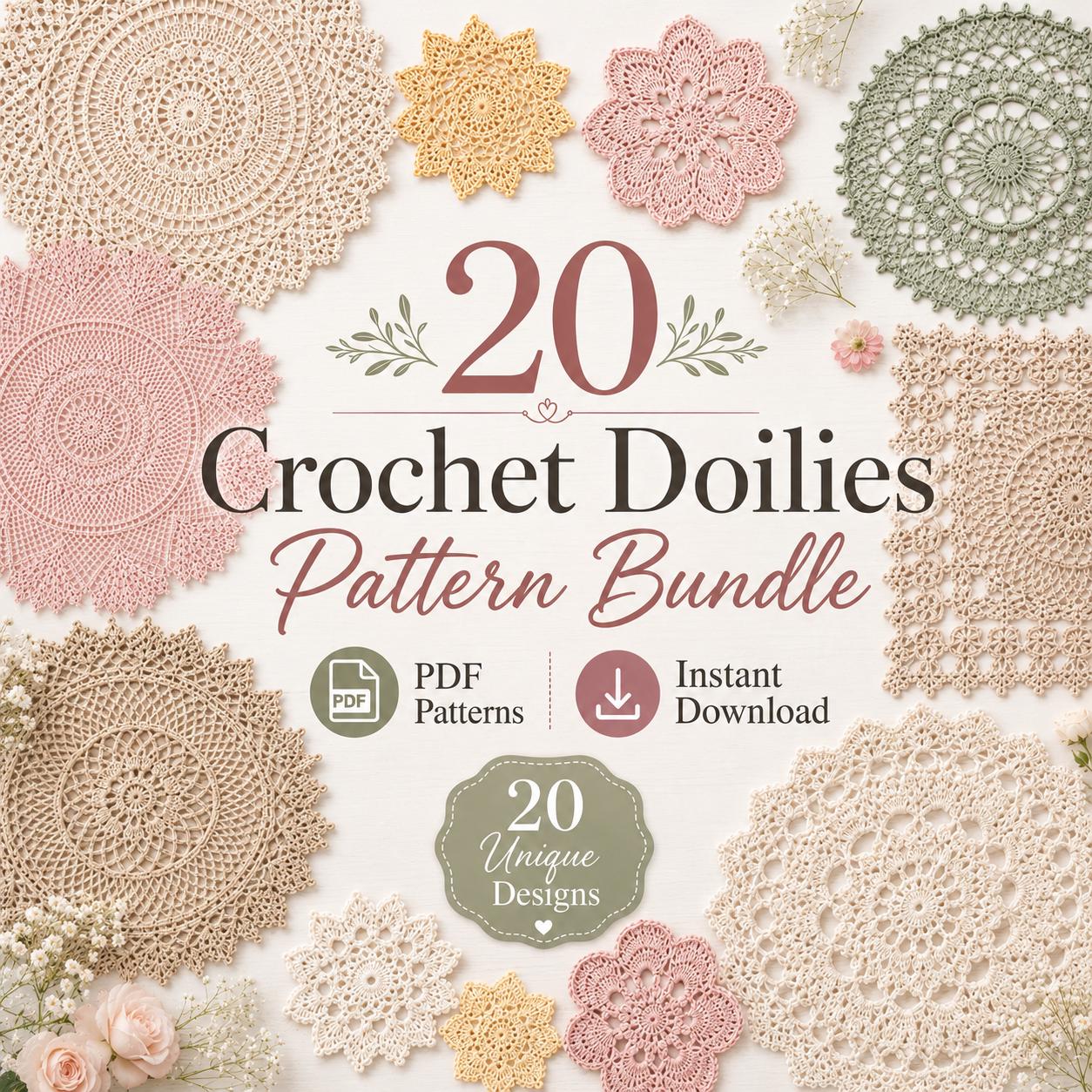 36 Doily Crochet Patterns for Elegant Handmade Home Decor 30 20 Crochet Doily Patterns Bundle