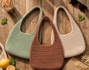 Easy Summer Crochet Tote Pattern , DIY Handmade Bag Pattern, Simple Crochet Tote Bag Pattern