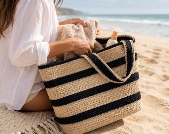 Modèle de sac à main au crochet - Modèle de sac à main au crochet facile, modèle de sac de plage, modèle de sac d'été au crochet PDF, modèle de sac en raphia