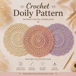 Vintage Lace Doily Crochet Pattern, 8-Inch Centerpiece (PDF Download)