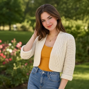 Madison Shrug Crochet Pattern, Textured Bolero Cardigan Jacket (PDF Download)
