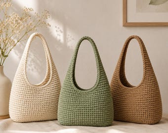 Modèle de sac au crochet PDF avec tutoriel vidéo, modèle de sac fourre-tout ample, modèle de sac fourre-tout au crochet, modèle de sac hobo