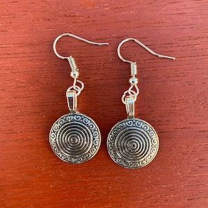 Toten Pewter Button Norwegian Dangle Earrings from Norway