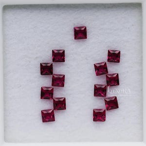Raspberry Red Lab-Created Ruby Princess Cut 2mm Loose Stones for Jewelry Making