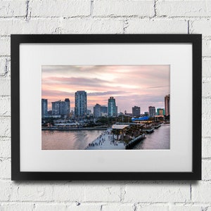 St. Pete Skyline at Sunset  - Sunset From The Pier in St. Petersburg Photography Print