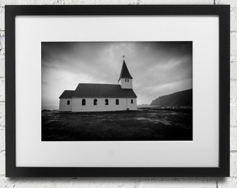 Vik Iceland  Art Photography - White Church in Vik Iceland