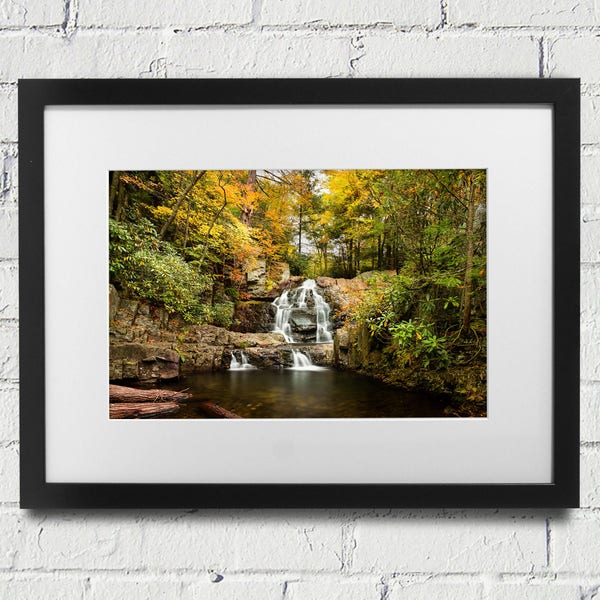 Poconos Hawk Falls Hickory Run in Fall Art - Lake Harmony Waterfall in Poconos Pennsylvania- Photograph of Hawk Falls in the Poconos