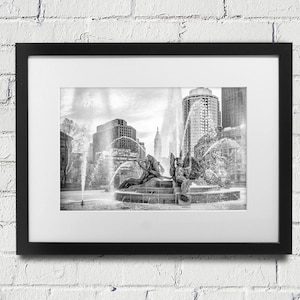 Logan Circle Fountain Philadelphia Black and White On Print or Canvas Philly Art image 1