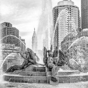 Logan Circle Fountain Philadelphia Black and White On Print or Canvas Philly Art image 3