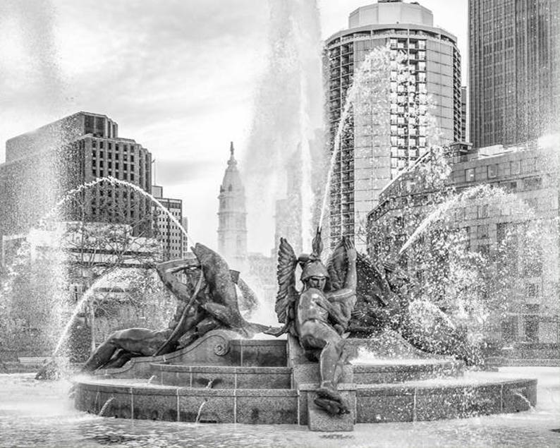 Logan Circle Fountain Philadelphia Black and White On Print or Canvas Philly Art image 3